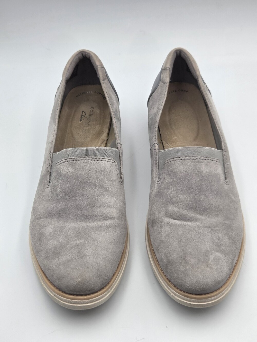 Clarks Sharon Dolly Black Suede Slip On Comfort Wedge Loafers Sneakers Size 11